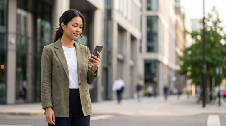 Young woman of Southeast Asian descent, wearing a smart casual jacket